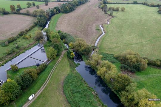 Whitminster Lock (left of picture centre). View towards M5.
